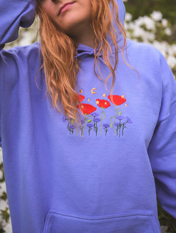 Star Poppies Embroidered Sweatshirts & Hoodie