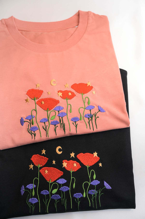 Star Poppies Embroidered T-shirt