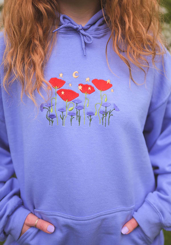 Star Poppies Embroidered Sweatshirts & Hoodie