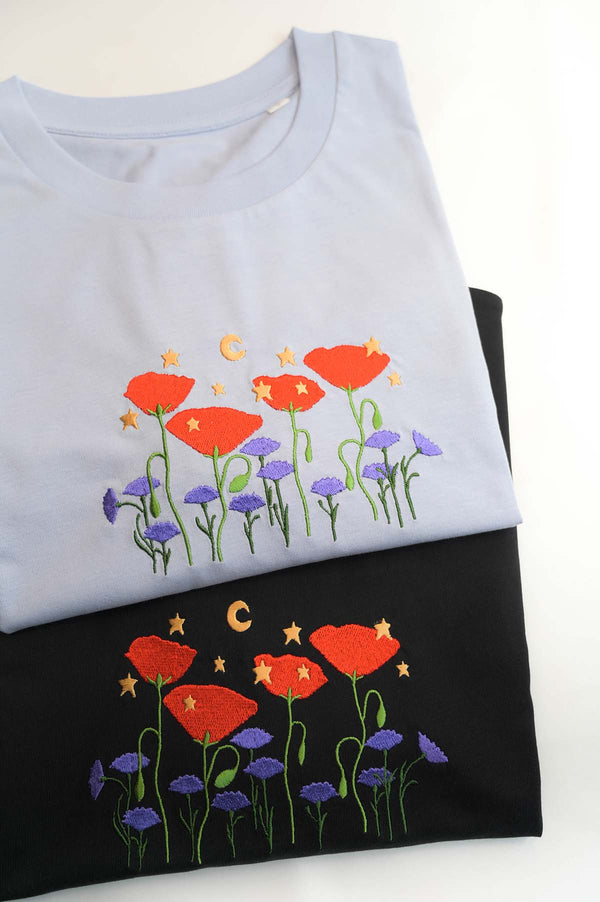 Star Poppies Embroidered T-shirt