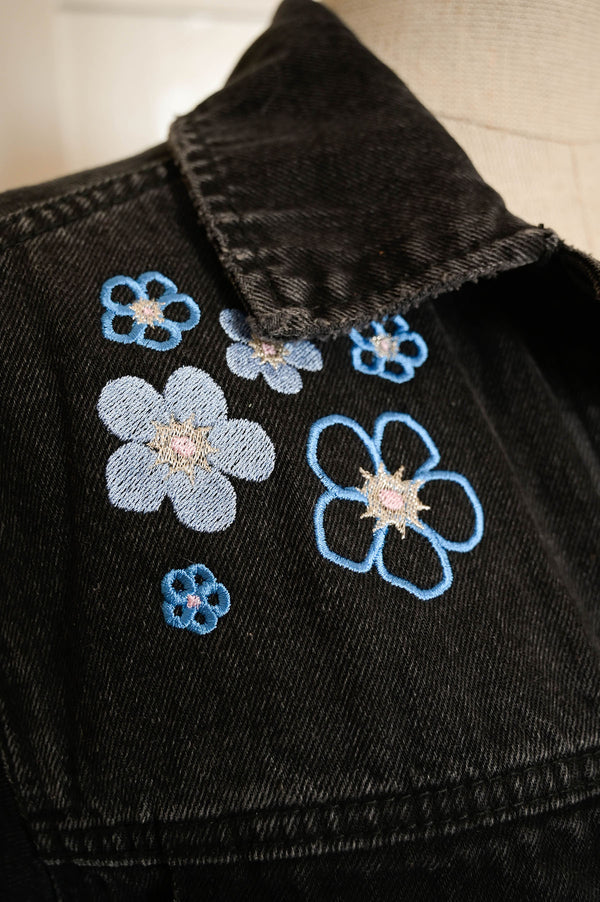 Flower Embroidered Jeans Jacket
