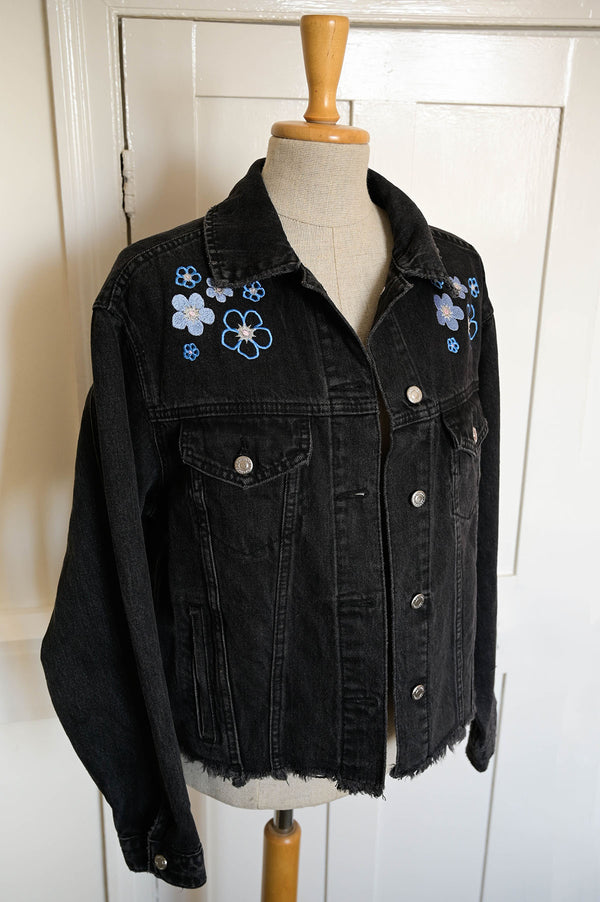 Flower Embroidered Jeans Jacket