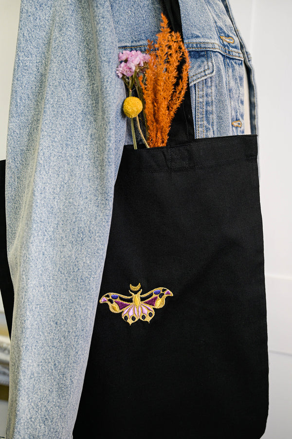Moon Butterfly embroidered TOTE BAG