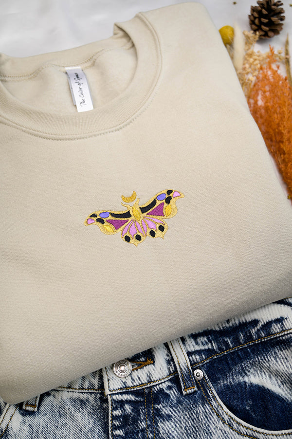 Moon Butterfly Embroidered Sweatshirt