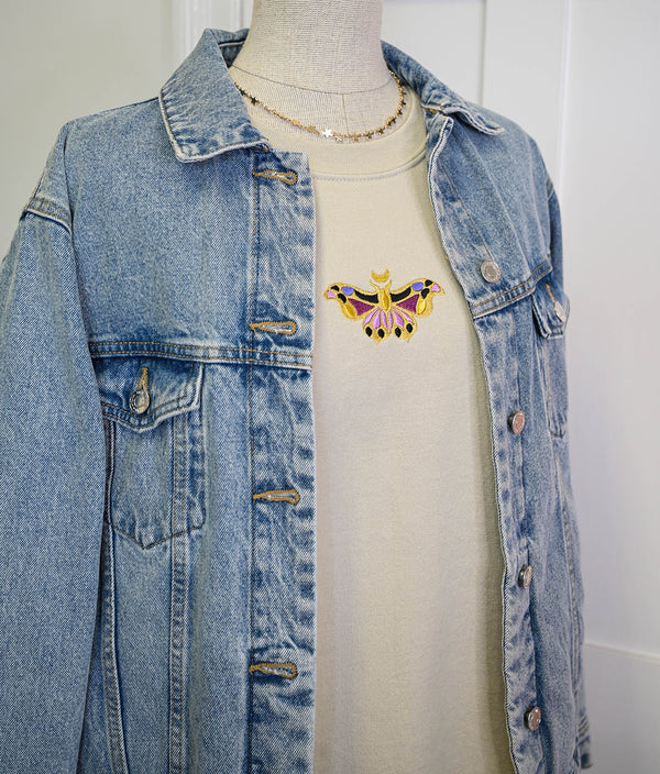 Moon Butterfly Embroidered Sweatshirt