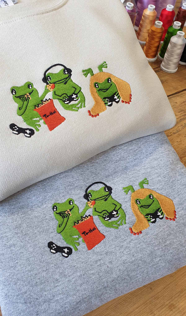 Gaming Frogs Embroidered Sweatshirts