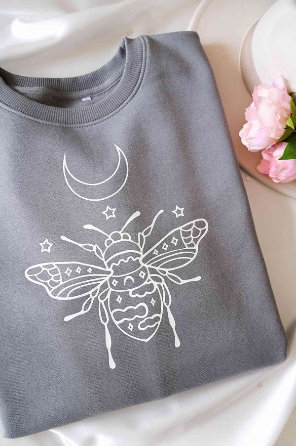 Lunar Bee Oversized Sweatshirt GRAY