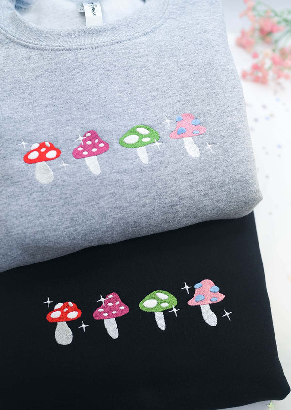 Mushroom embroidered sweatshirt GRAY