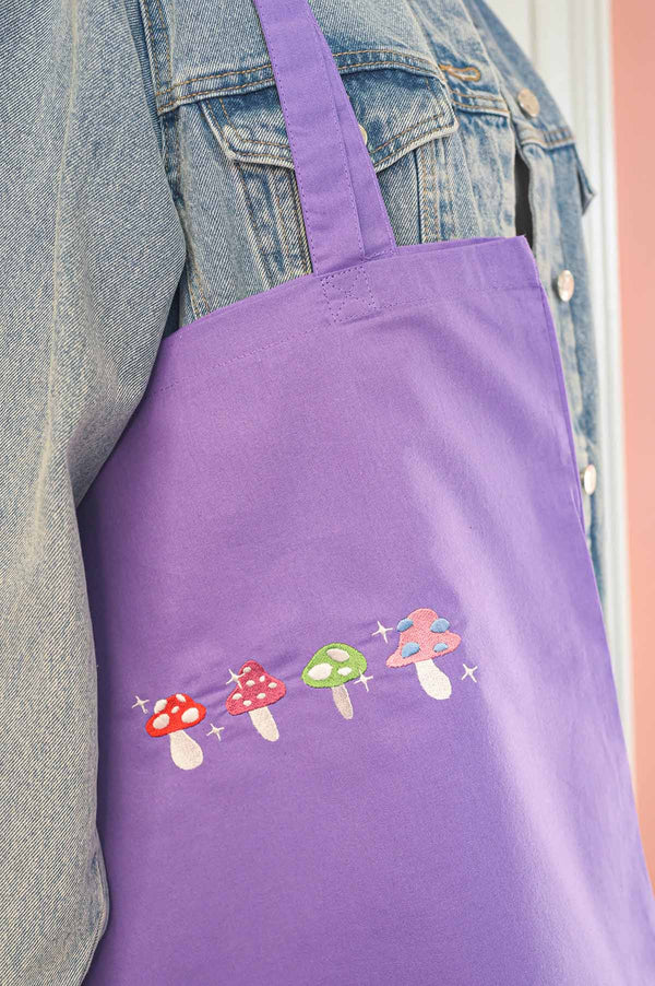 Magic Mushroom Embroidered Lightweight TOTE BAG