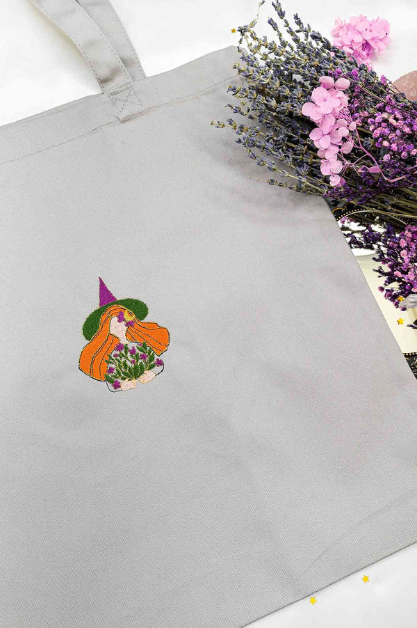 Witch Embroidered Tote Bags