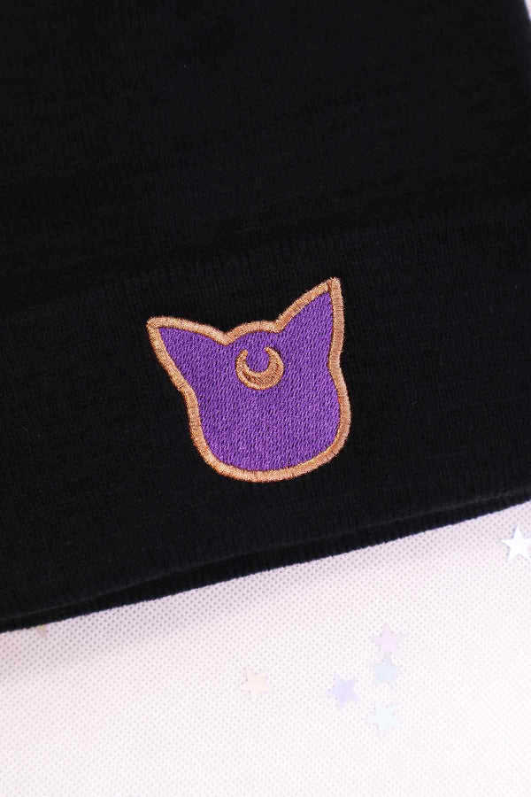 Sailor Moon Luna Embroidered Hat Beanie - BLACK
